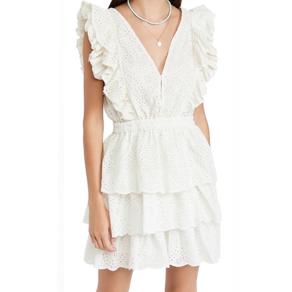 NWT Love The Label ivory eyelet ruffled mini dress